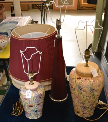 Lot 429 - A 20th century ruby red glass table lamp, of...