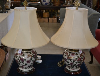 Lot 431 - A pair of 20th century ceramic table lamps, of...