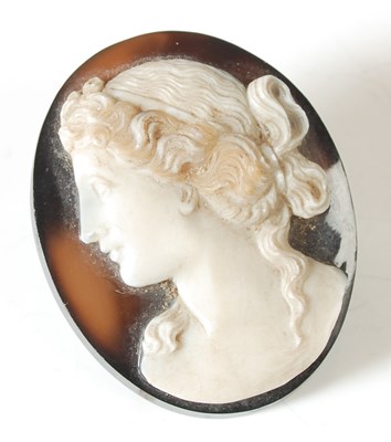 Lot 28 - A 19th century carved cameo on oval polished...