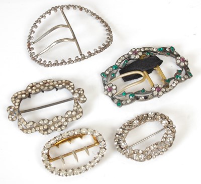 Lot 74 - A group of five antique paste buckles, three...