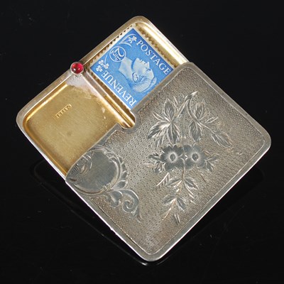 Lot 172 - An unusual Edwardian silver stamp holder, with...