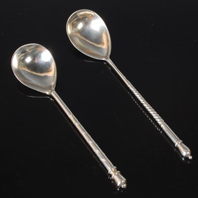 Lot 170 - A Russian silver and niello spoon, with...