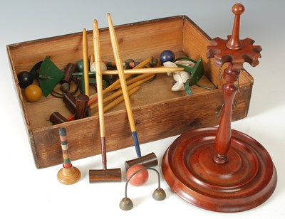 Lot 291A - A late 19th century table croquet set,...