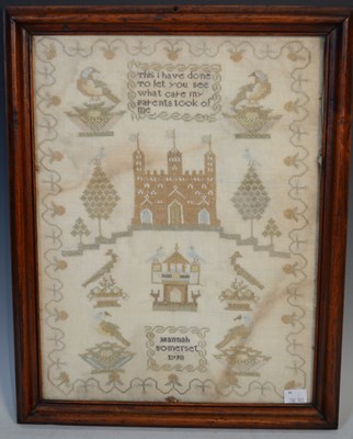 Lot 578 - A Georgian needlework sampler by Hannah...
