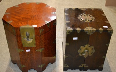 Lot 761 - A Chinese hardwood and brass mounted...