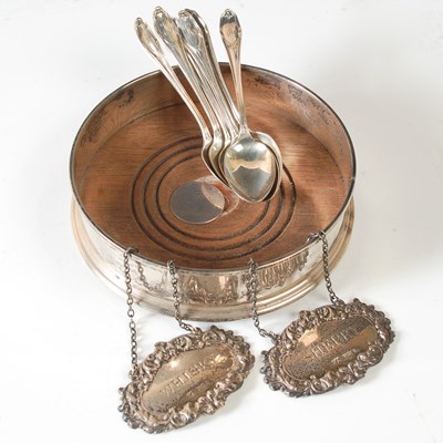 Lot 165 - A set of six Sheffield silver coffee spoons,...