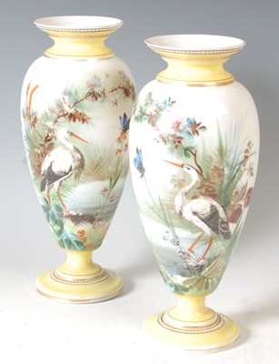 Lot 342 - A pair of Aesthetic Movement opaque glass...