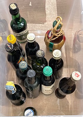 Lot 256 - A box of assorted miniature sherries and other...