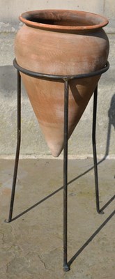 Lot 684 - A 20th century terracotta amphora planter,...