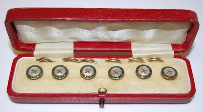 Lot 237 - A set of six early 20th century yellow metal,...