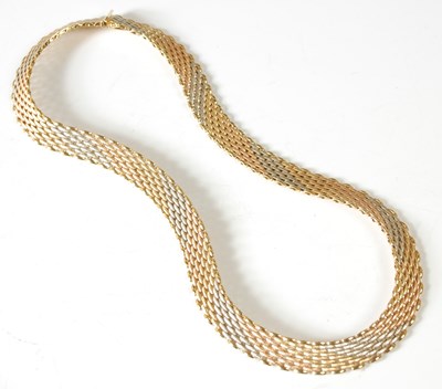 Lot 4 - An Italian 18ct gold three colour necklace,...