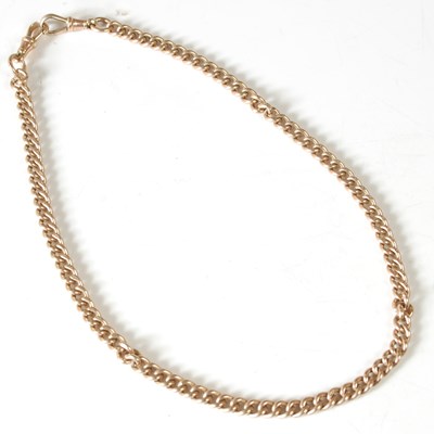 Lot 5 - A 9ct gold curb link Albert chain, each end...