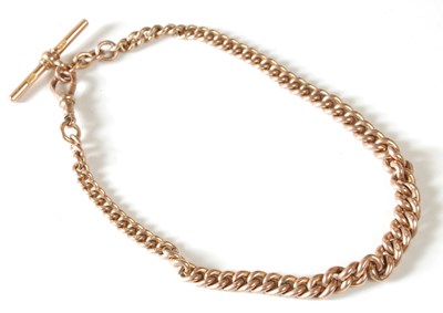 Lot 8 - A 9ct gold graduated curb link Albert chain,...
