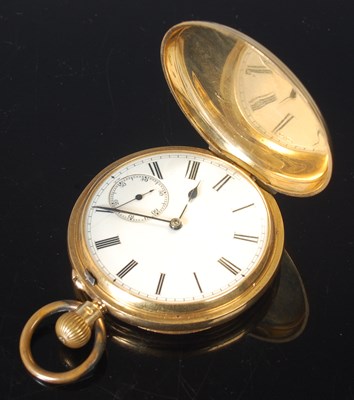 Lot 15 - An 18ct gold hunter cased pocket watch, the...