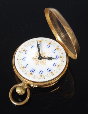 Lot 16 - A Continental 18ct open faced fob watch, the...