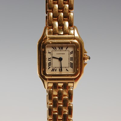 Lot 17 - Cartier, a ladies 18ct gold Panthere bracelet...