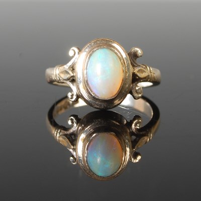 Lot 54 - A Birmingham silver opal set ring, maker's...