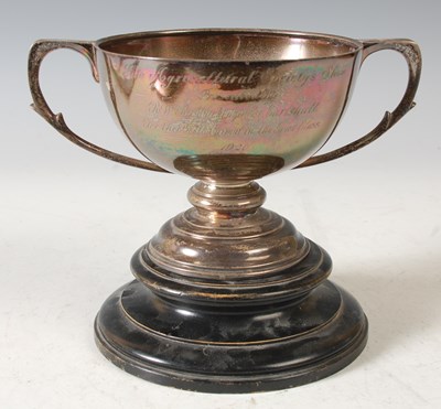 Lot 112 - A London silver twin handled trophy, with...