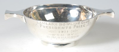 Lot 114 - A Glasgow silver presentation quaich,...