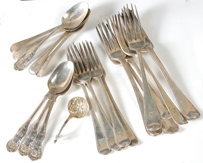 Lot 152 - A part suite of silver flatware, London,...