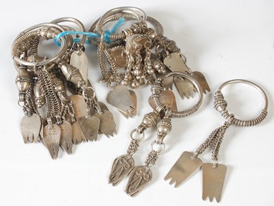 Lot 142 - Twelve Omani silver hoop earrings, 15.8 troy ozs.