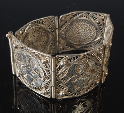 Lot 157 - A Continental white metal filigree work...