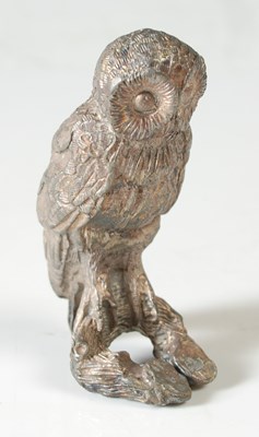 Lot 171 - A small silvered metal model of an owl, 20th...