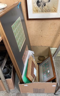 Lot 505 - A box of assorted stamps to include framed...