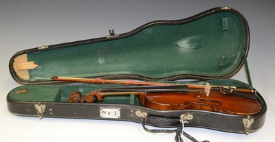 Lot 444 - An antique violin with body length 33cm...