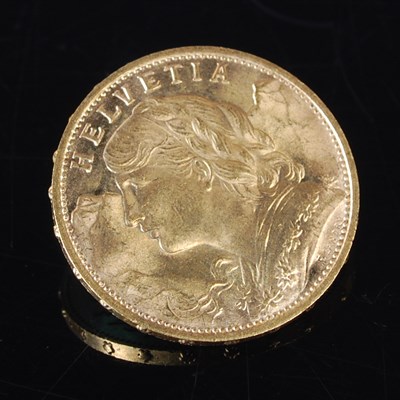 Lot 208 - A 1930 Swiss 20 Franc 22ct gold coin, 6.5g.