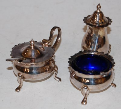 Lot 257 - A Birmingham silver three-piece cruet set