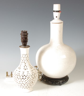 Lot 347 - A Chinese porcelain crackle glaze bottle vase...