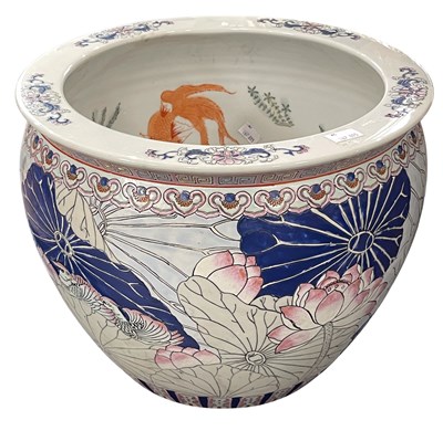 Lot 400 - A Chinese porcelain fish bowl/ jardiniere...