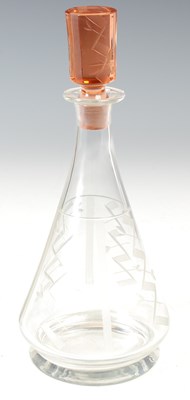 Lot 347A - A smart Art Deco clear and coral coloured...