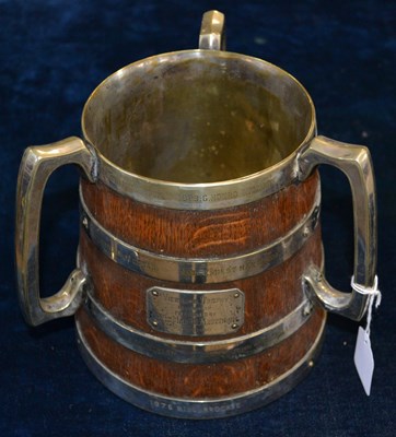 Lot 416 - A 19th century three handled oak presentation...