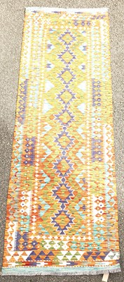 Lot 782 - A Chobi Kilim runner, the mottled orange...