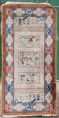 Lot 788 - A Chinese silk rug, the rectangular field...