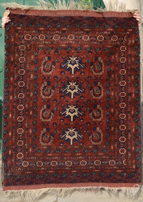 Lot 791 - An old Turkoman rug, the rectangular field...