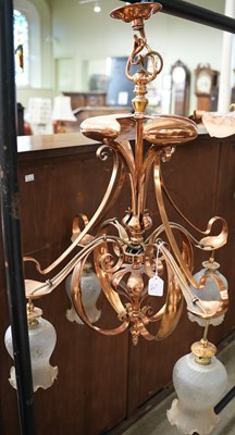 Lot 723 - A 20th century Arts & Crafts copper four light...
