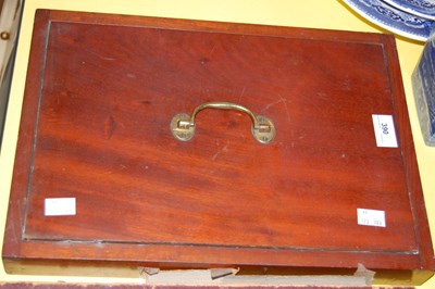Lot 390 - A mahogany rectangular box with brass handle,...