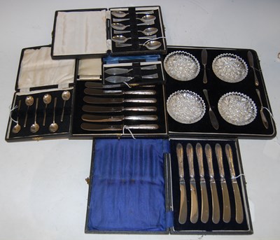 Lot 254 - Six assorted cased sets of cutlery and...