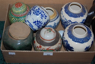 Lot 404 - A collection of various ginger jars, four with...