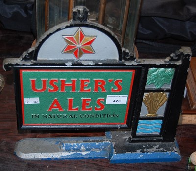 Lot 423 - An 'Usher's Ales' advertising sign in natural...