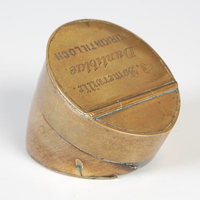 Lot 267 - A Scottish foal's foot snuff box, with brass...