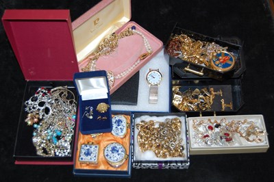Lot 298A - A box of assorted boxed costume jewellery,...