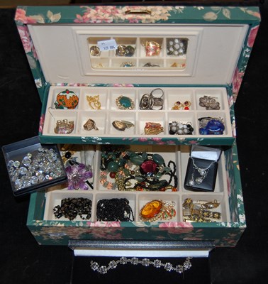Lot 309A - A green ground floral printed jewellery box...