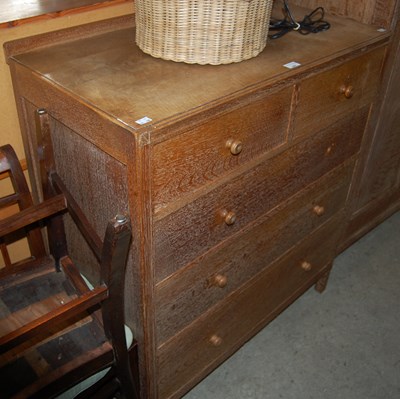 Lot 690 - An Art Deco limed oak two-piece bedroom suite...