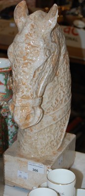 Lot 366 - A crackle glazed ceramic bust of a horses head,...