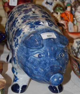 Lot 357 - A decorative blue and white crackle glazed...