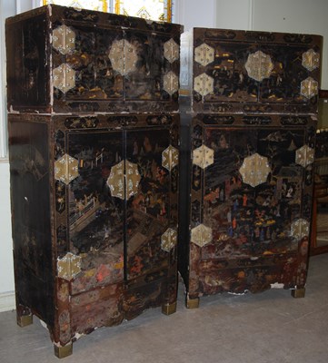Lot 101 - A pair of Chinese lacquer cabinets, Qing Dynasty